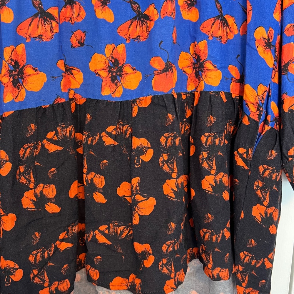 Anthropologie Dhruv Kapoor Mini Dress Blue Black Orange Made in India - Picture 5 of 12
